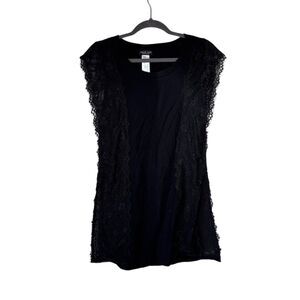 Twin-Set Simona Barbieri Women's Black Lace Jersey Top Size XS